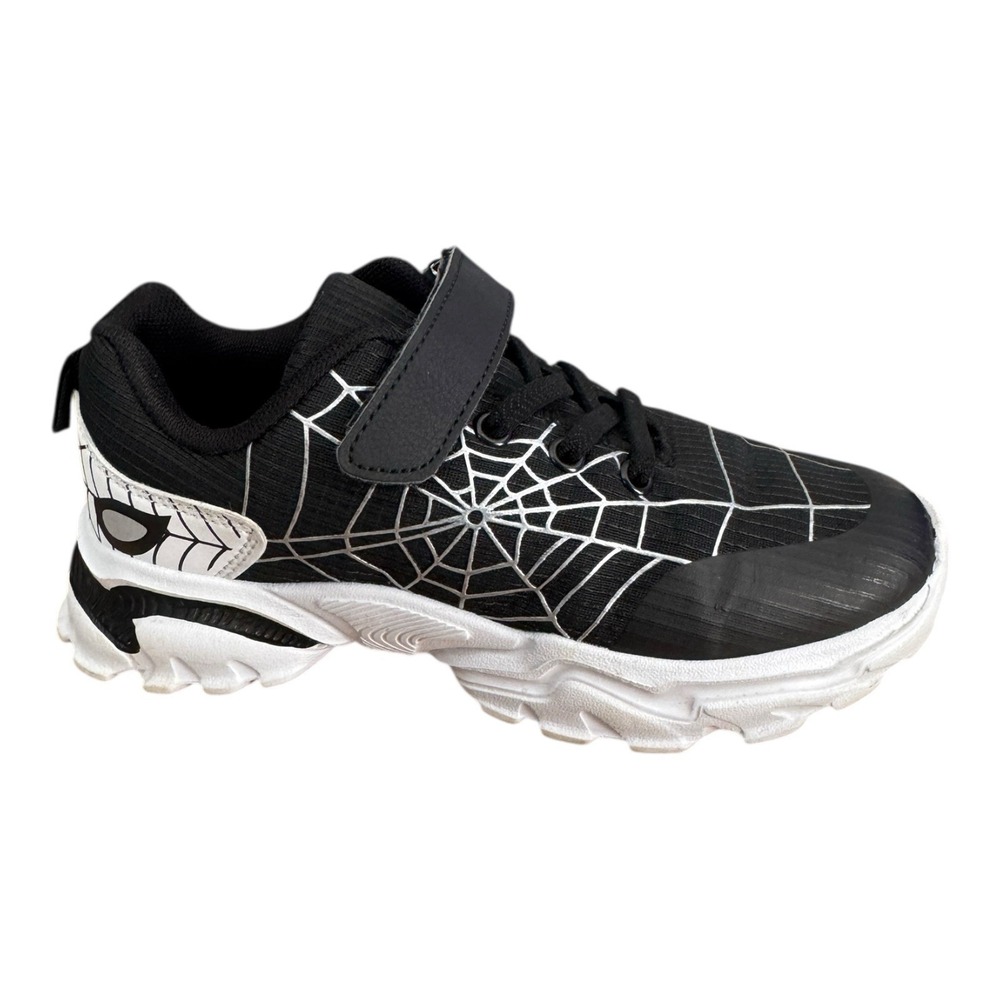 Spider Web Sneakers Kids Black White Size 34 / US Size 2.5